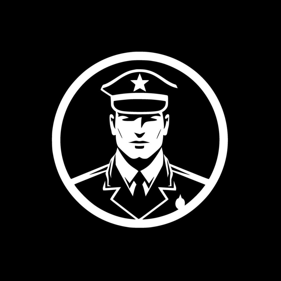 militaire - noir et blanc isolé icône - vecteur illustration