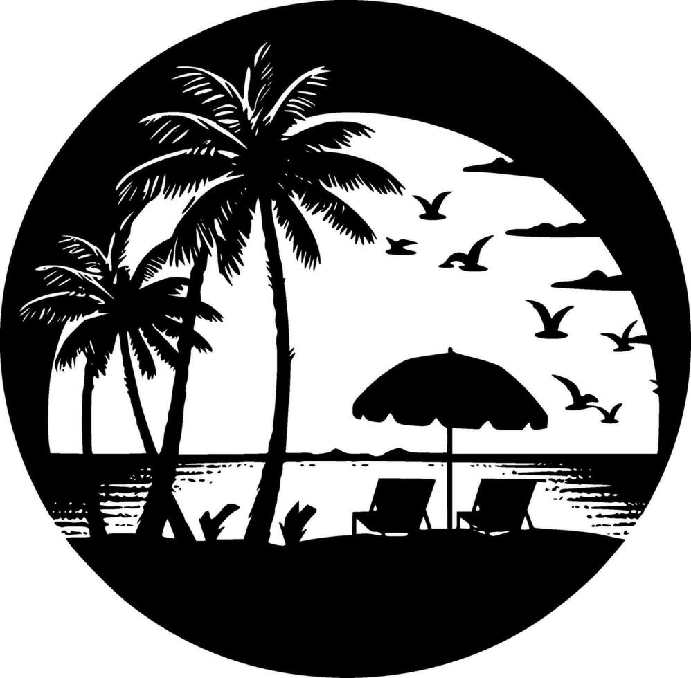 plage, minimaliste et Facile silhouette - vecteur illustration