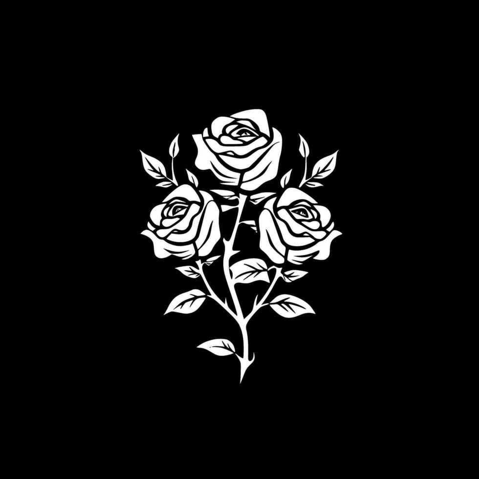 des roses - noir et blanc isolé icône - vecteur illustration