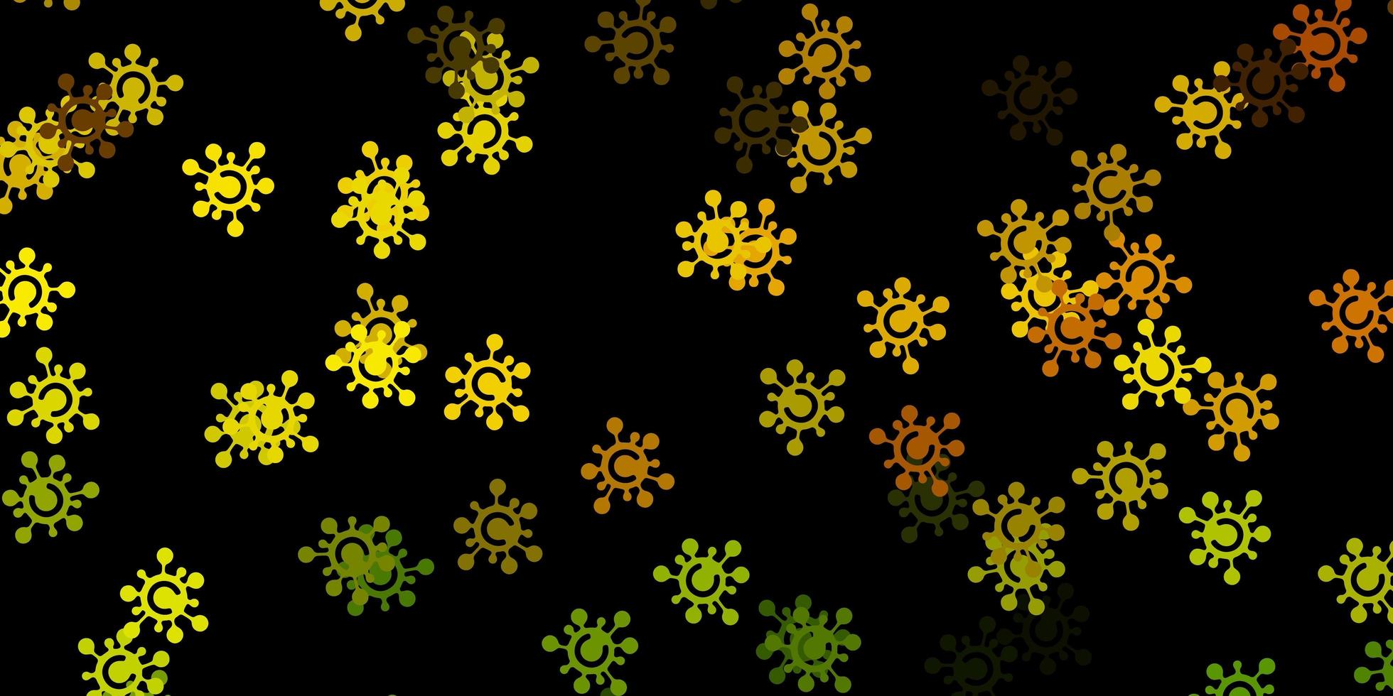 motif vectoriel jaune vert foncé avec des éléments de coronavirus