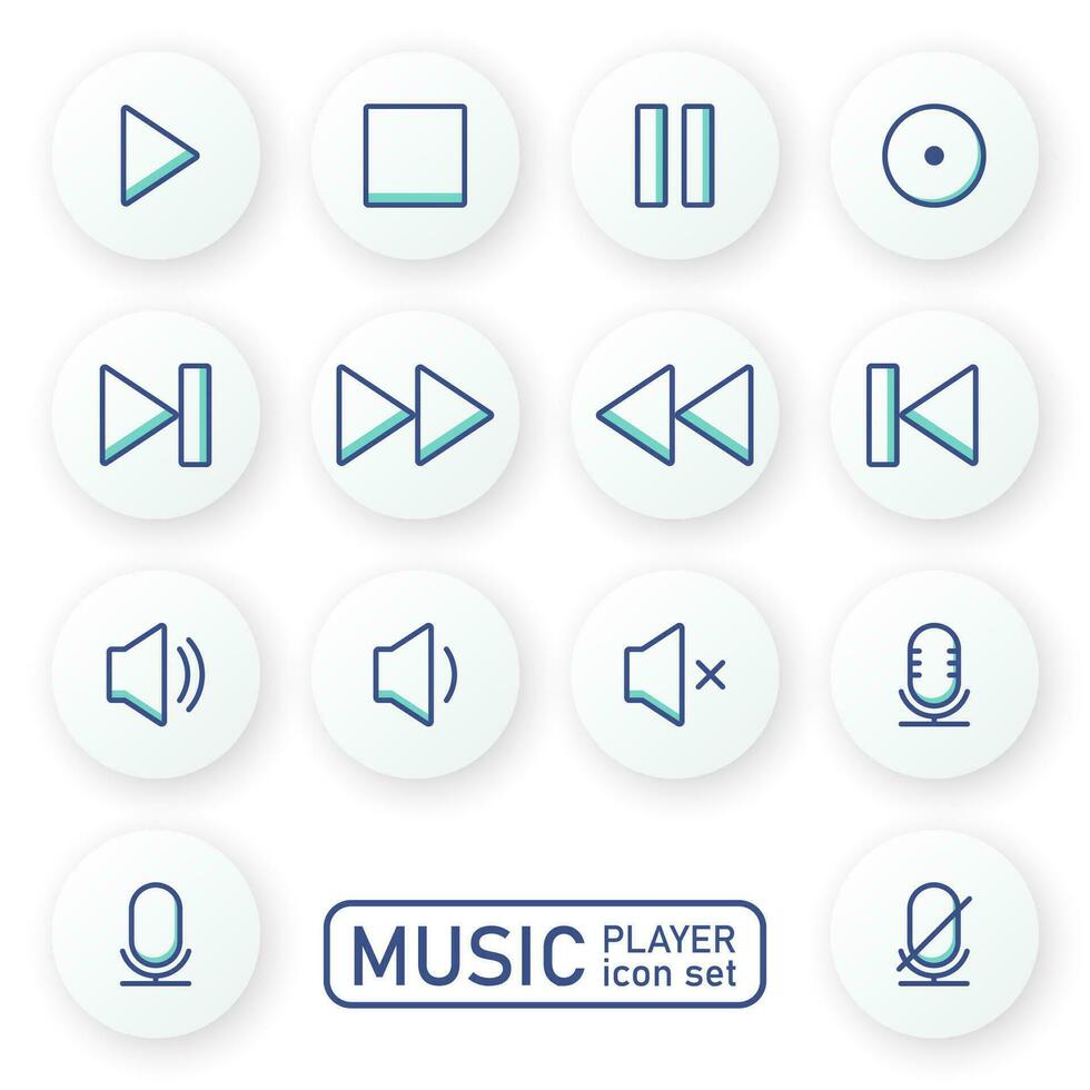 vidéo médias joueur icône vecteur ensemble. multimédia la musique l'audio contrôle. lecteur multimédia interface symbole.
