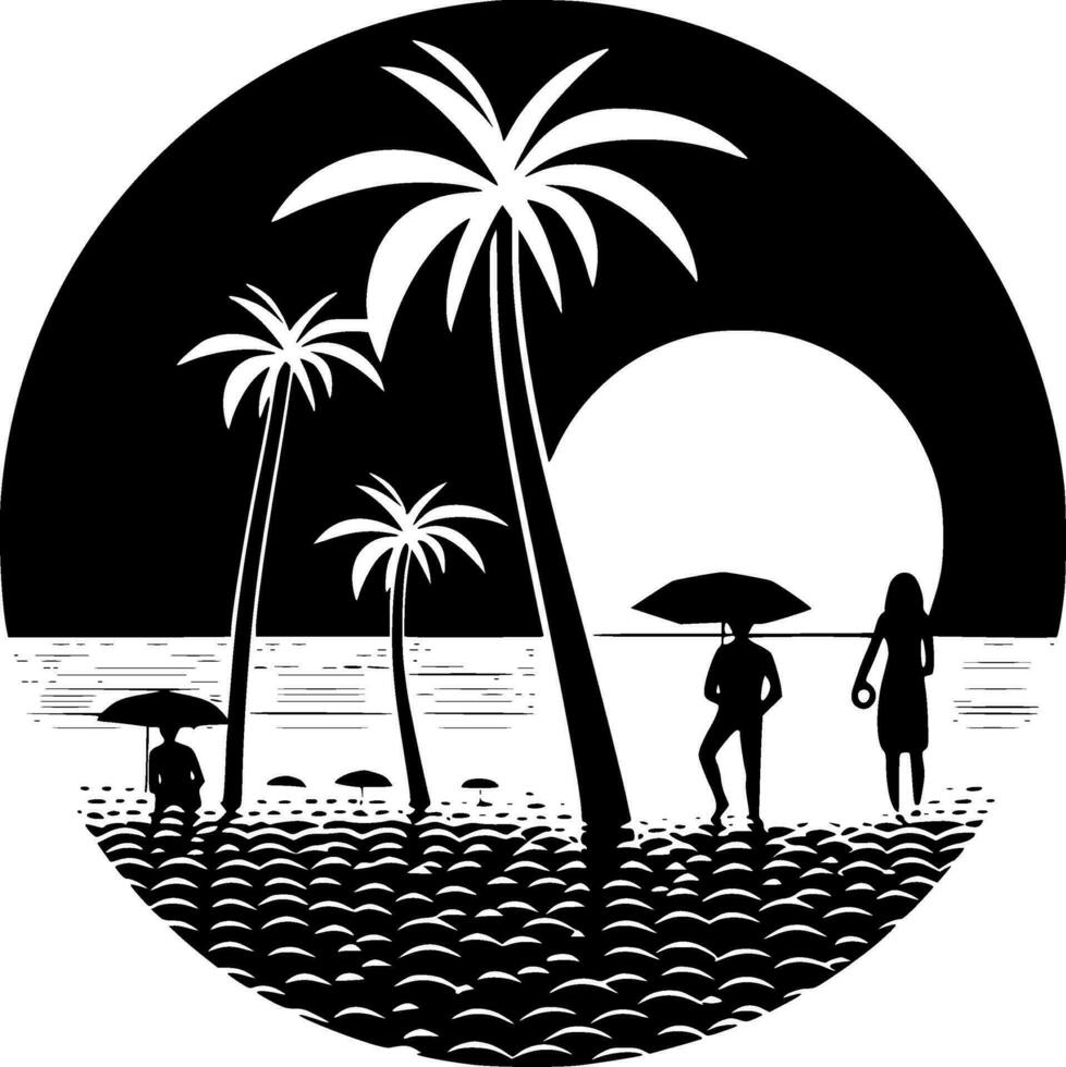 plage - minimaliste et plat logo - vecteur illustration