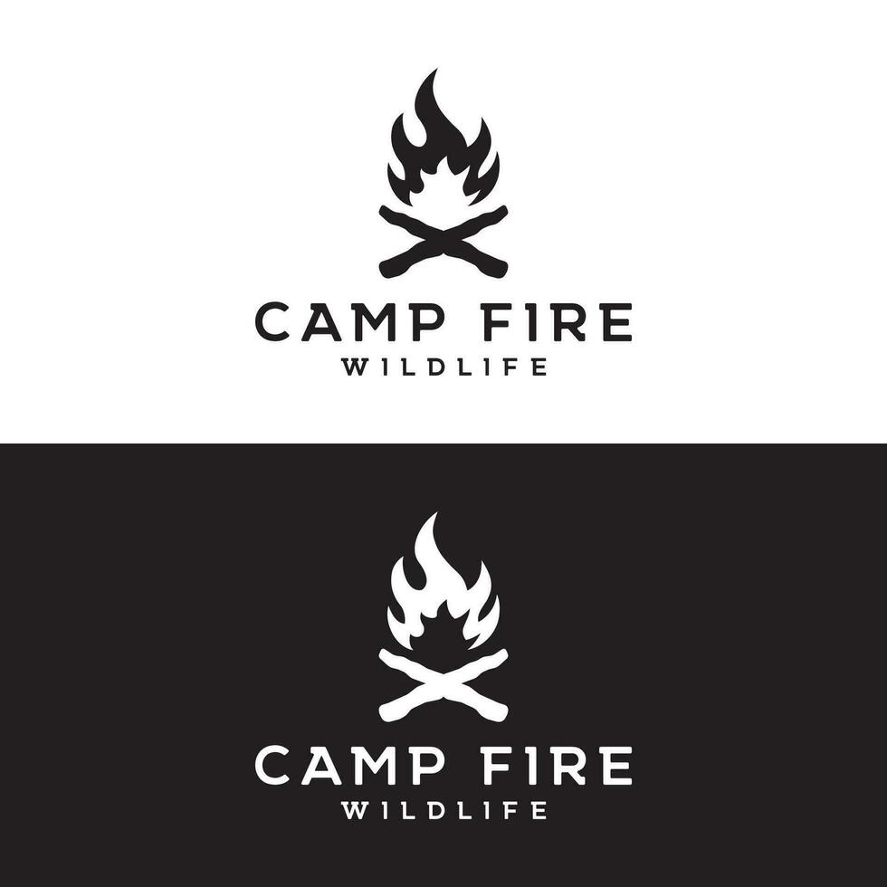 branché ancien feu logo conception. logo pour camping, aventure faune, feu de camp. vecteur