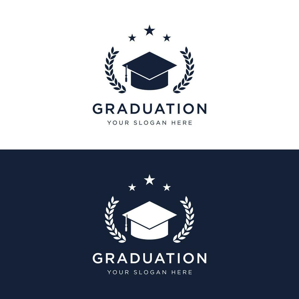 éducation logo modèle conception avec bachelier casquette et livre concept avec Créatif idée.logo pour école, université, académie et étudiant. vecteur