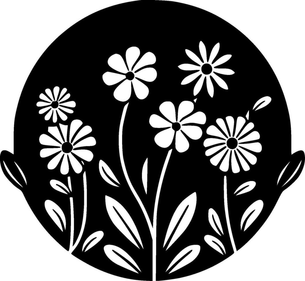 fleurs, noir et blanc vecteur illustration