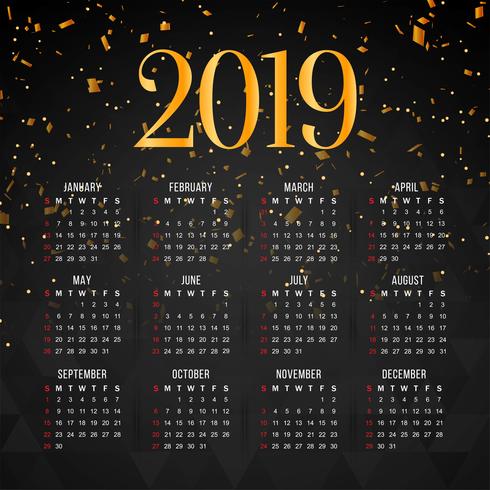 Modèle de conception moderne calendrier 2019 vecteur