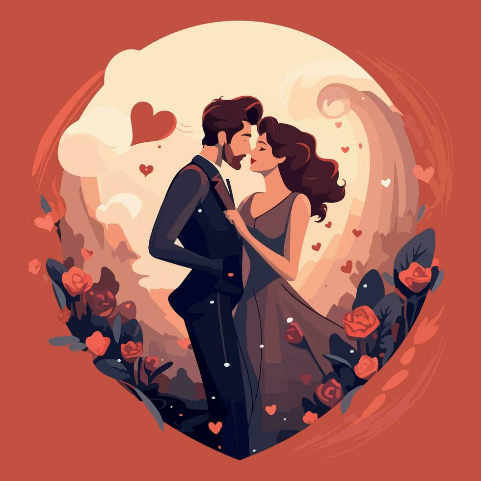 une couple dans l'amour la Saint-Valentin journée spécial plat vecteur illustration