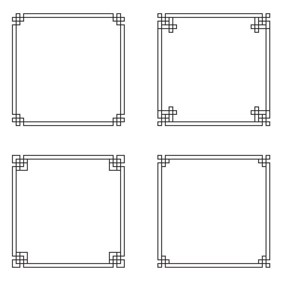 ensemble de collection de modèles de cadre noir de style chinois abstrait. illustration vectorielle eps10 vecteur