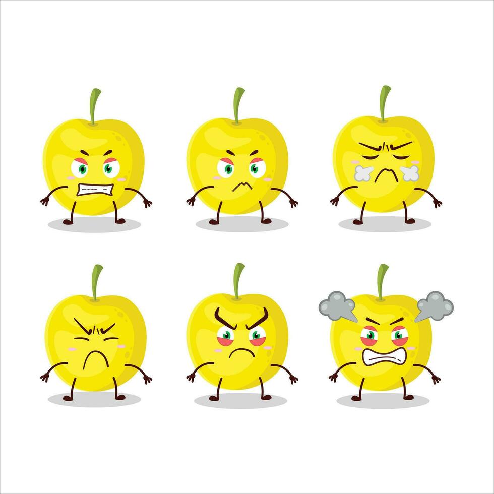 Jaune Cerise dessin animé personnage avec divers en colère expressions vecteur