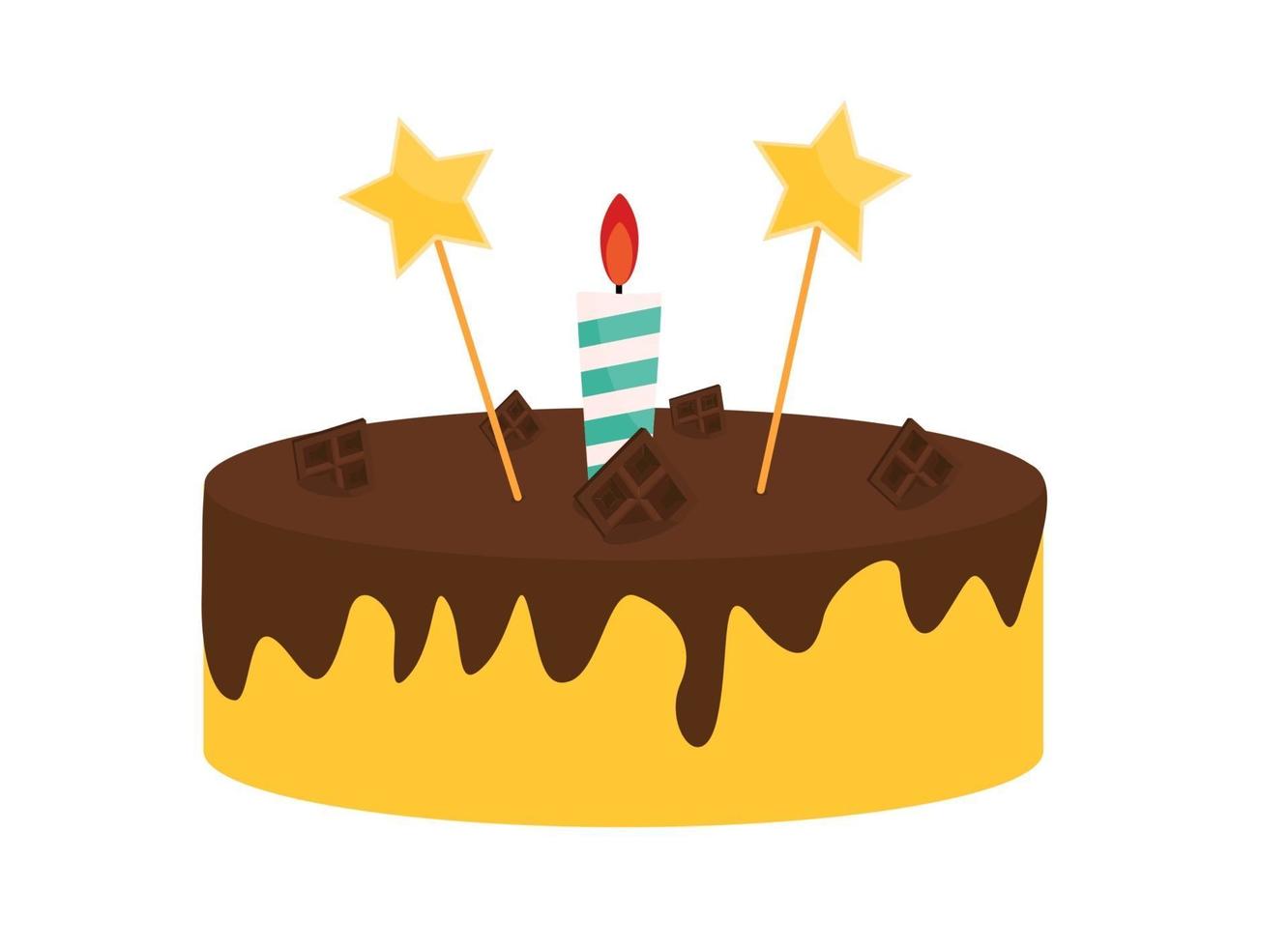 icône de gâteau d'anniversaire mignon avec des bougies. élément de conception pour l'invitation à la fête, félicitation. illustration vectorielle eps10 vecteur
