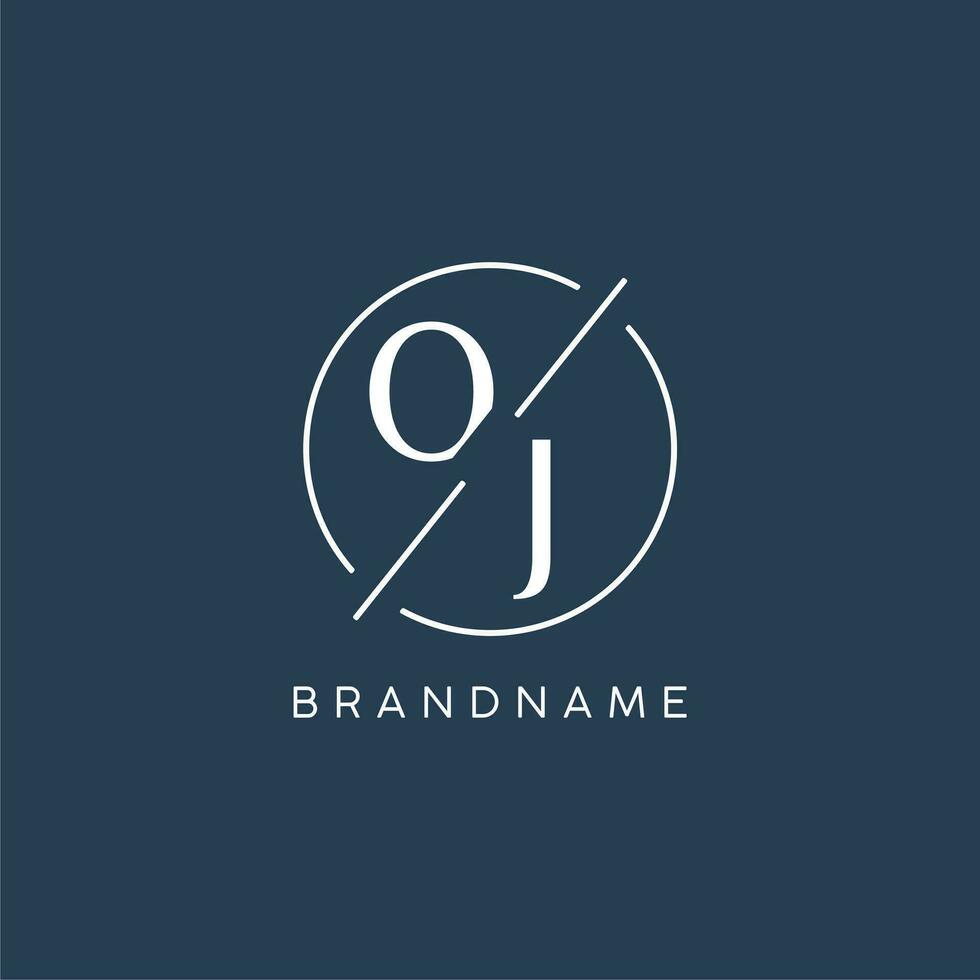 initiale lettre oj logo monogramme avec cercle ligne style vecteur