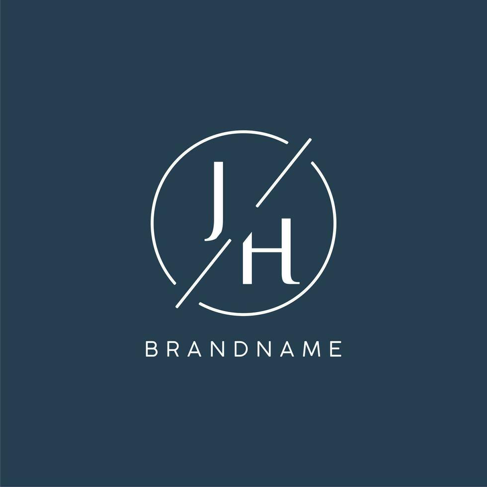 initiale lettre jh logo monogramme avec cercle ligne style vecteur