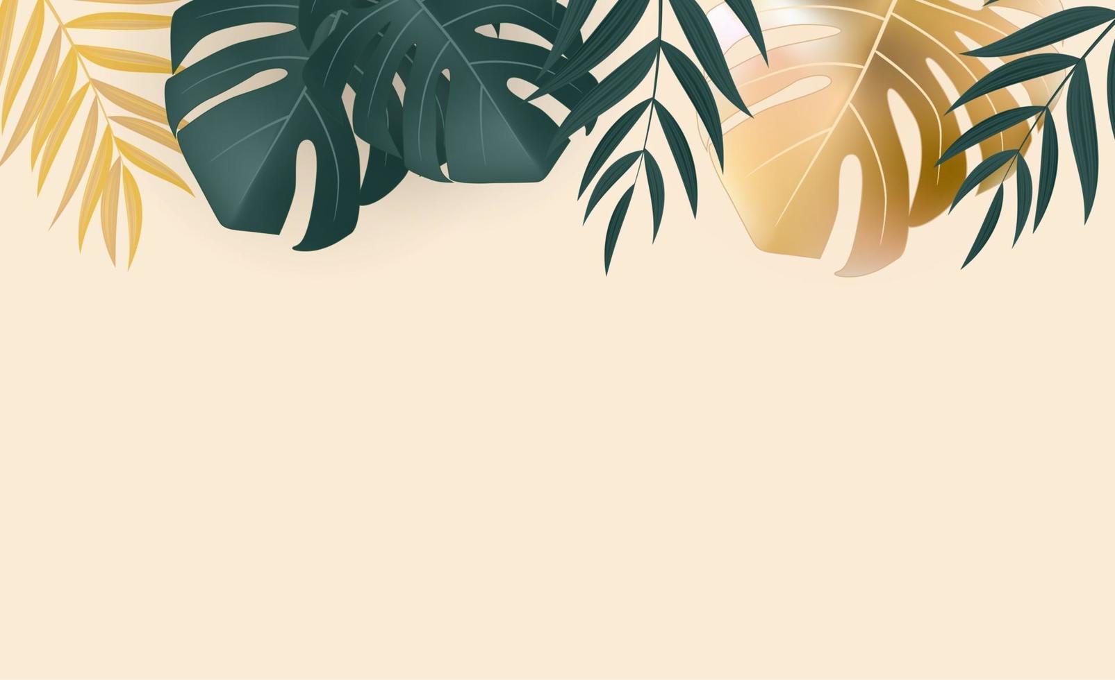 fond tropical de feuille de palmier vert et or réaliste naturel. illustration vectorielle eps10 vecteur