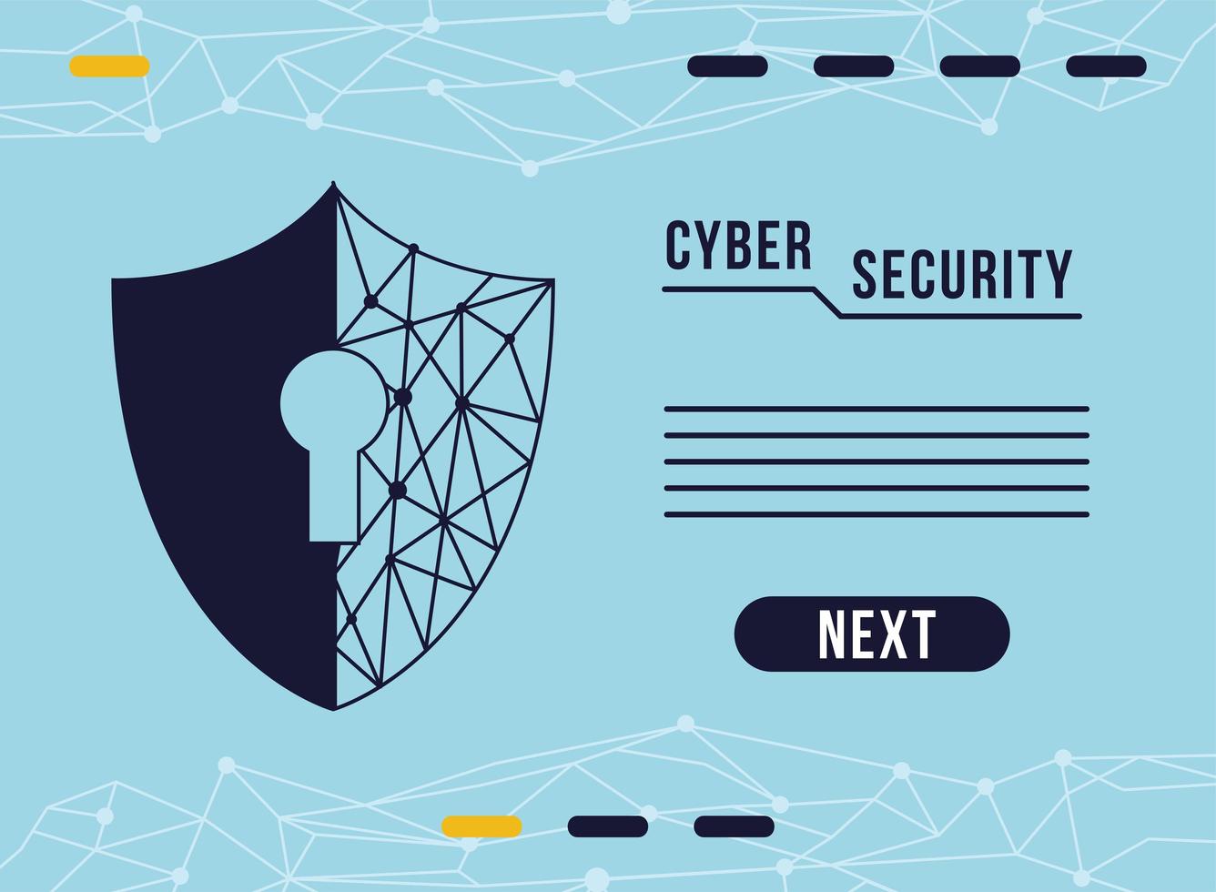 infographie sur la cybersécurité avec trou de serrure et bouclier vecteur