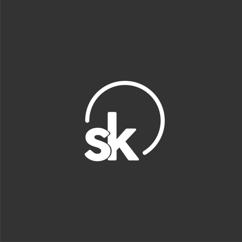 sk initiale logo avec arrondi cercle vecteur