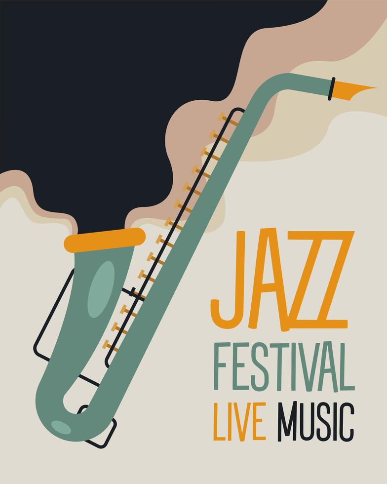 affiche du festival de jazz avec saxophone vecteur