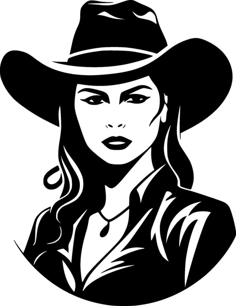 cow-girl - noir et blanc isolé icône - vecteur illustration