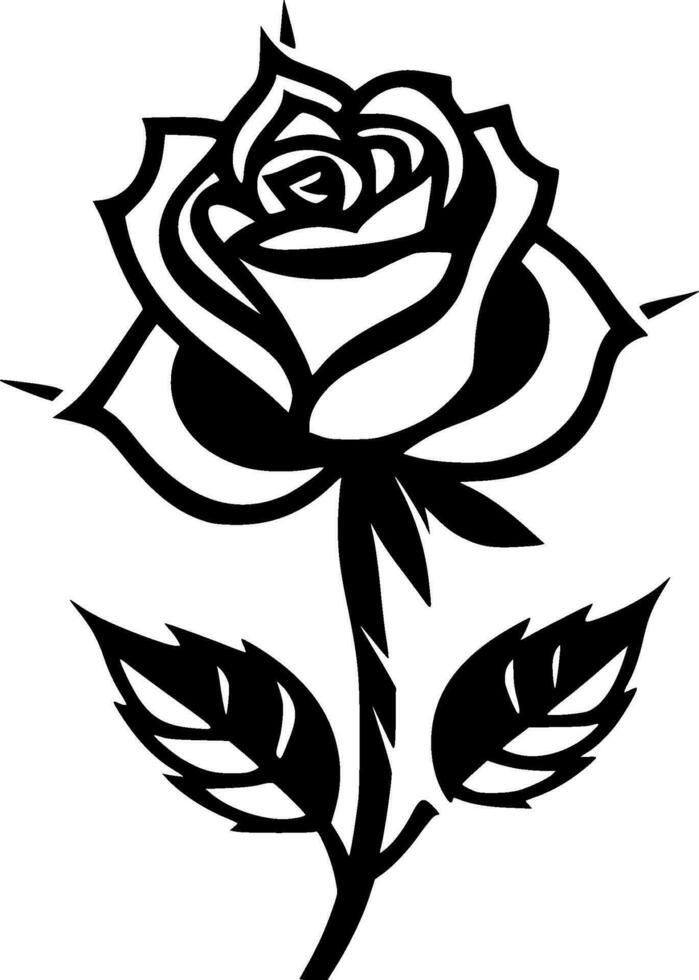 Rose - noir et blanc isolé icône - vecteur illustration