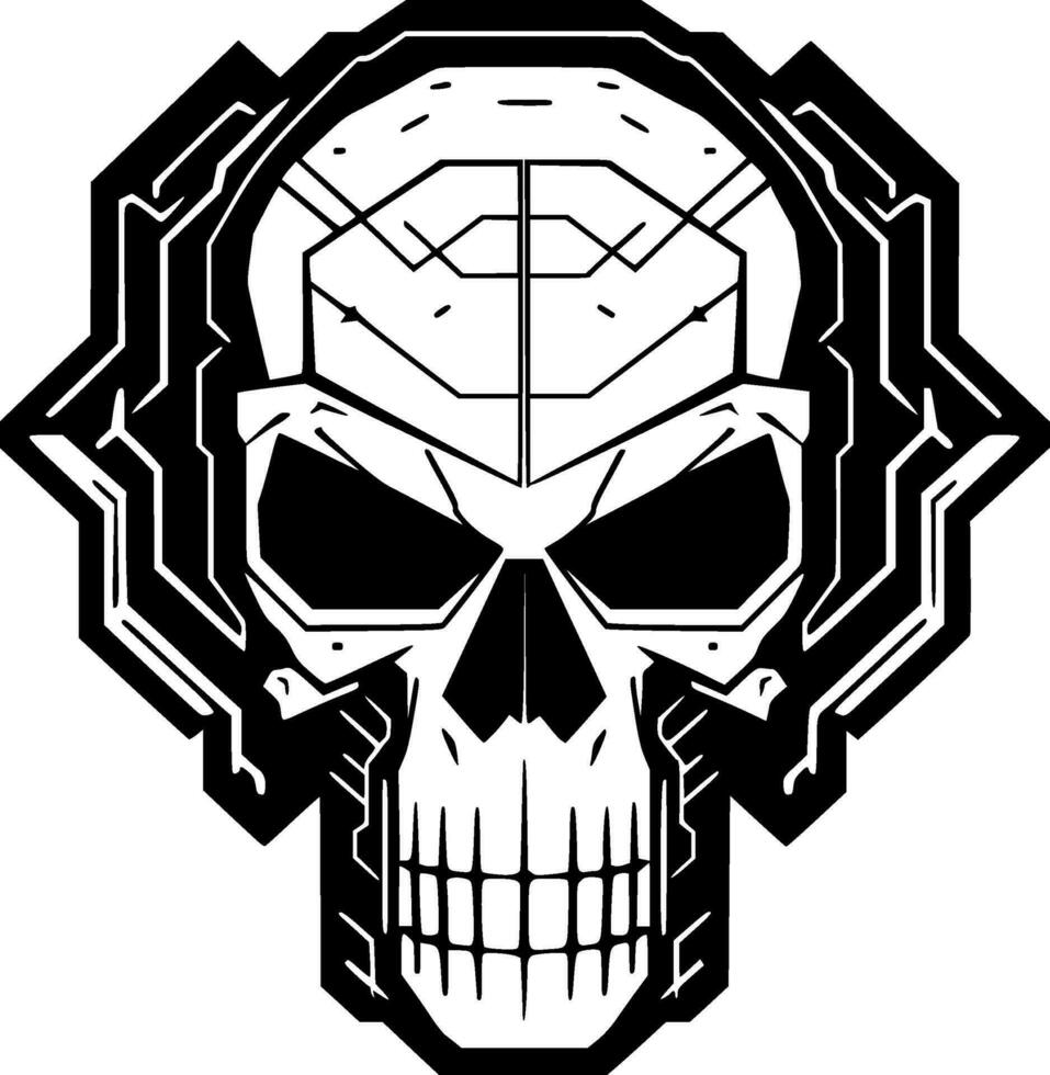 crâne - noir et blanc isolé icône - vecteur illustration