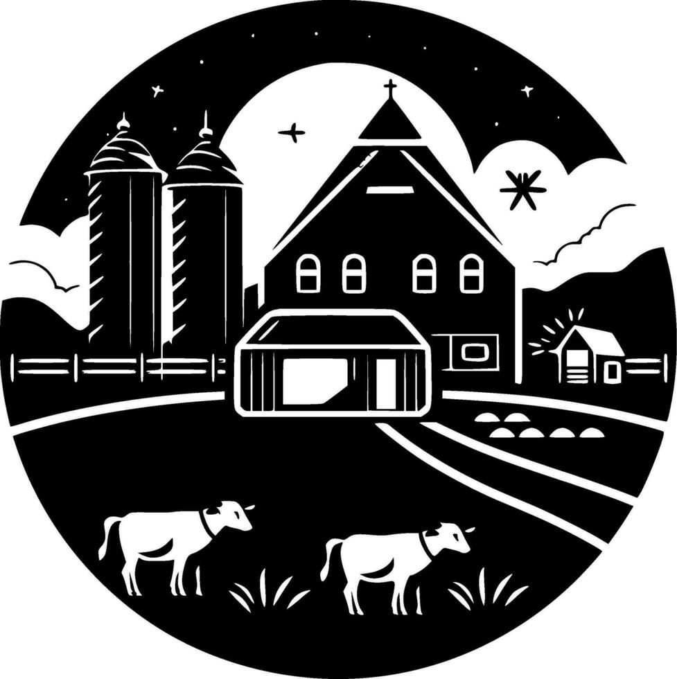 ferme - minimaliste et plat logo - vecteur illustration