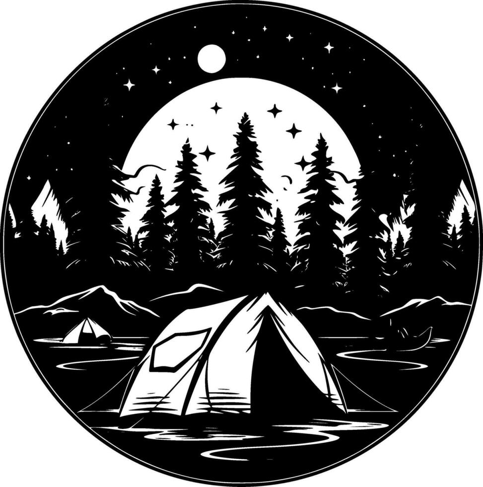 camping - minimaliste et plat logo - vecteur illustration