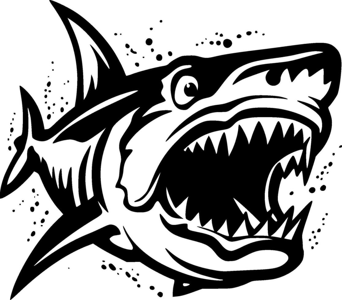 requin - noir et blanc isolé icône - vecteur illustration