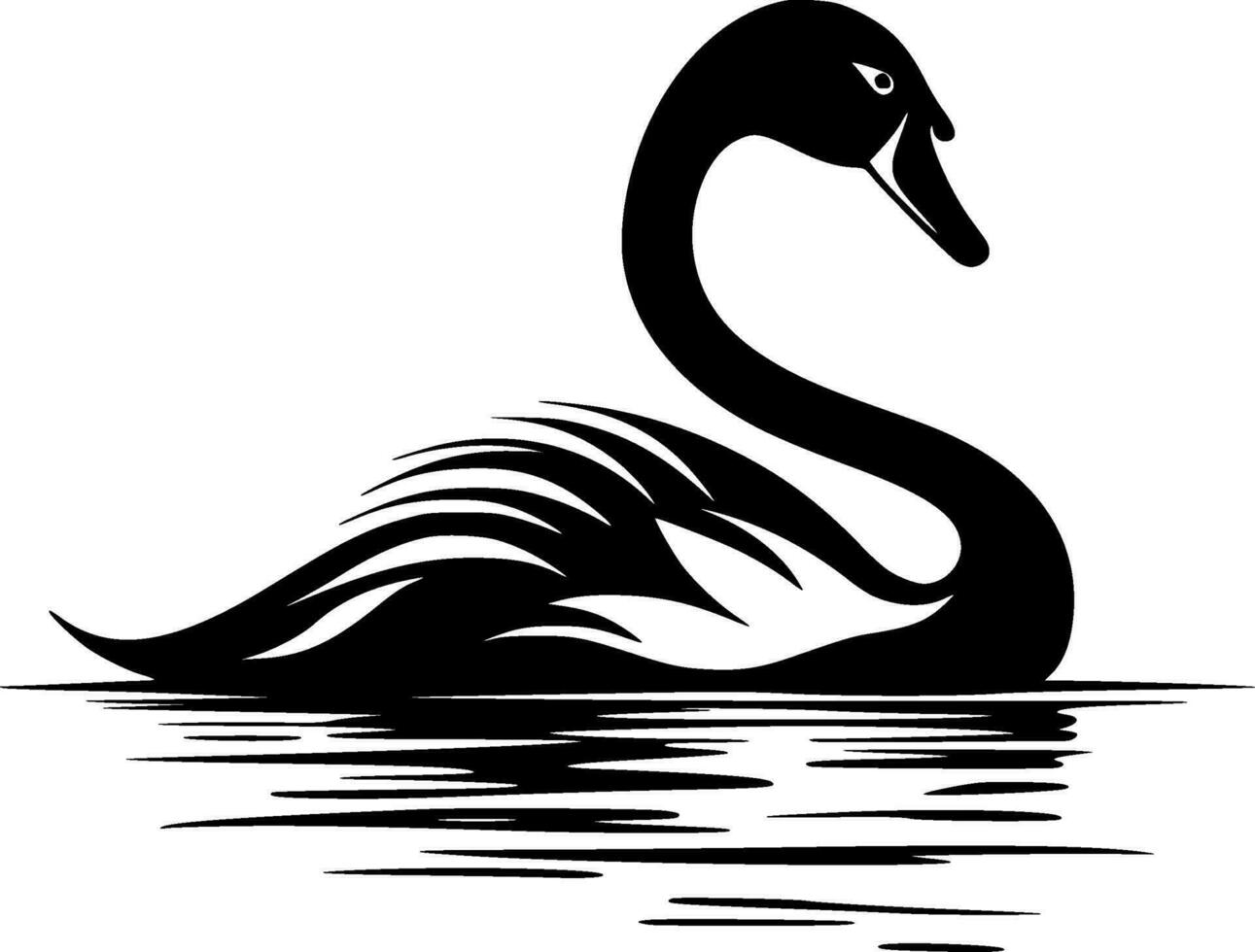 cygne - noir et blanc isolé icône - vecteur illustration