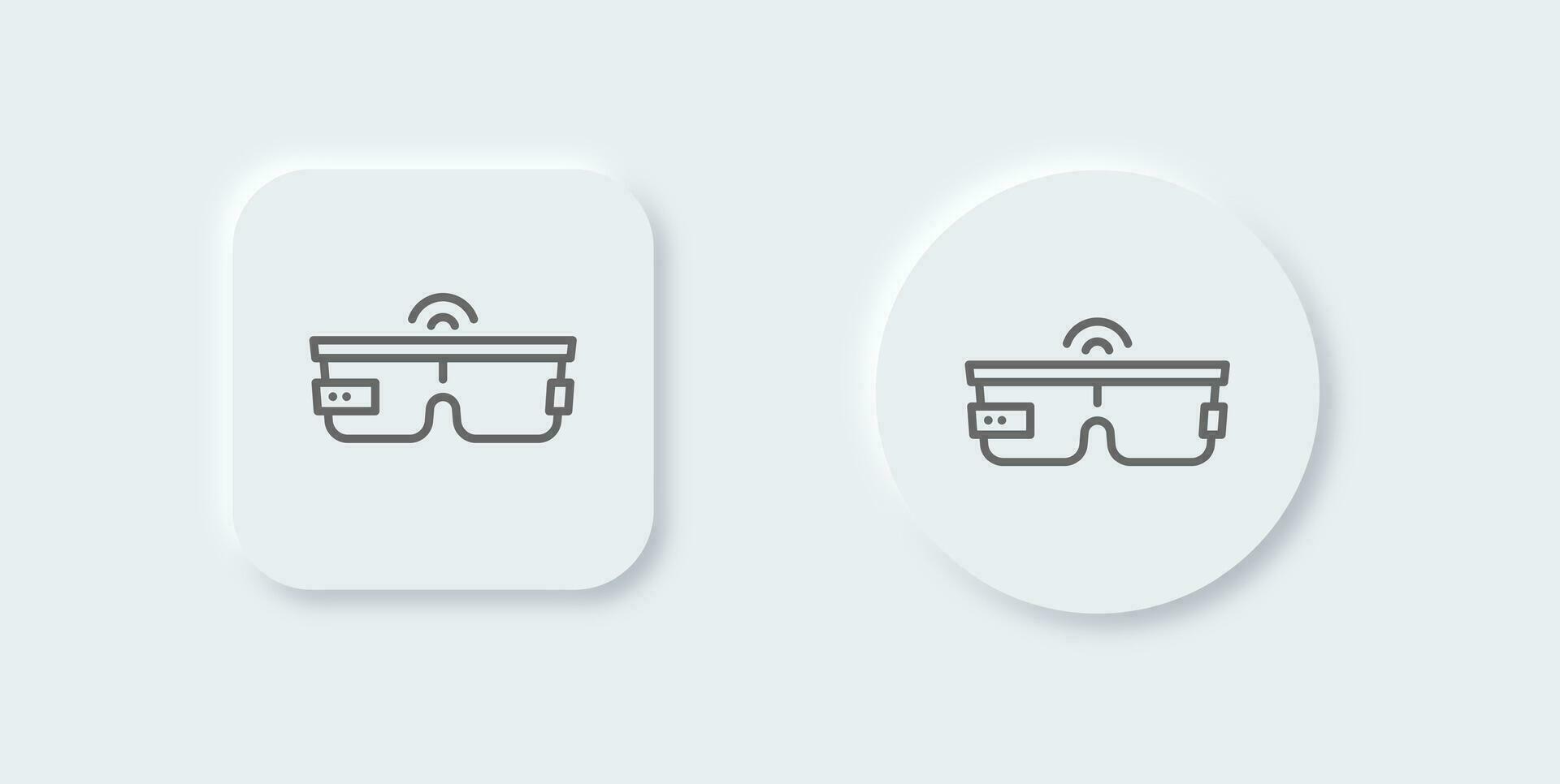 intelligent des lunettes de protection ligne icône dans néomorphe conception style. futur La technologie panneaux vecteur illustration.