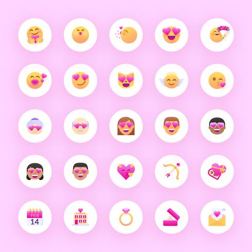 ensemble de vecteurs valentine emoji vecteur