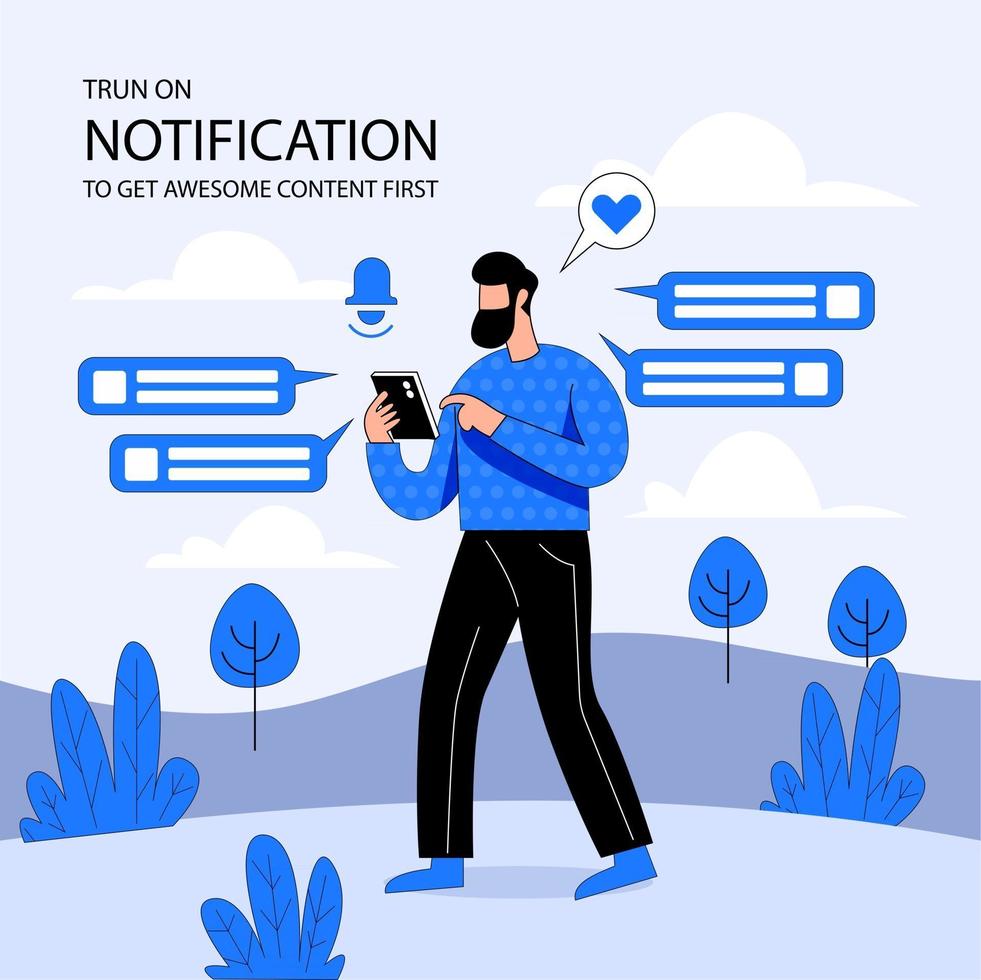 recevoir des notifications vecteur d'illustration plat