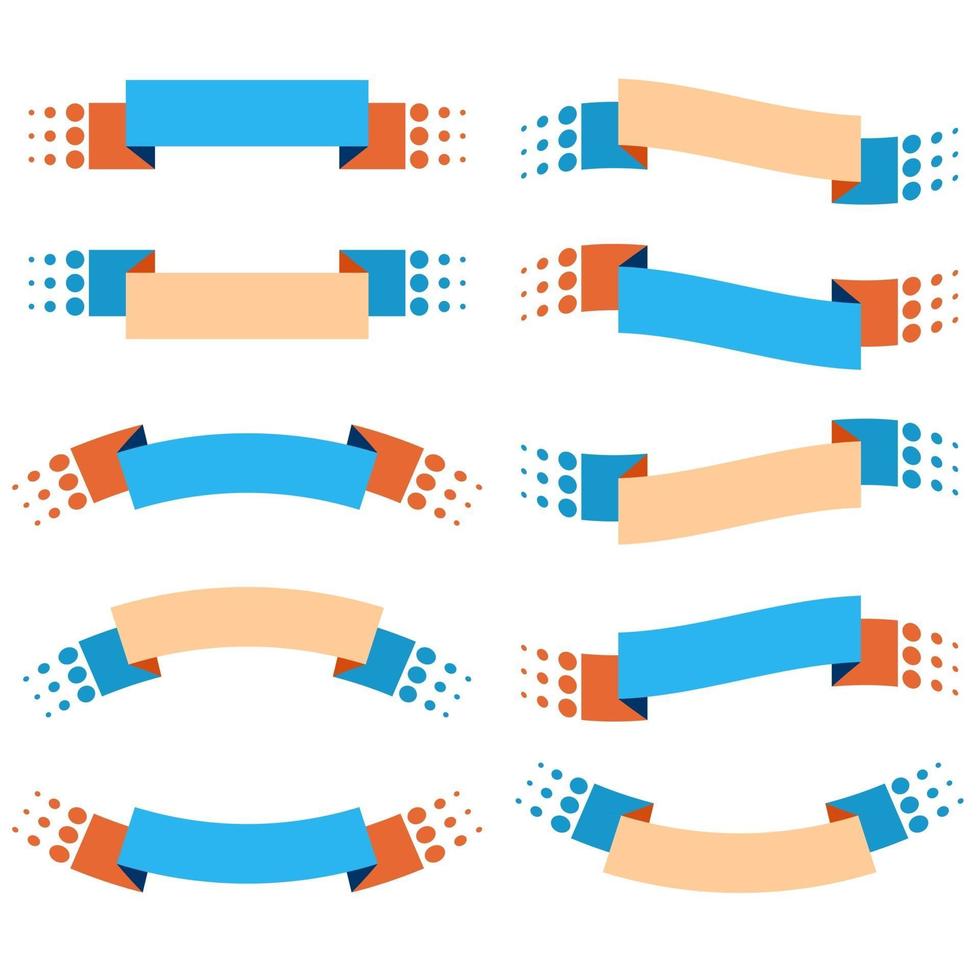 ensemble de 10 bannières de ruban isolés de couleur plate. adapté à la conception. vecteur