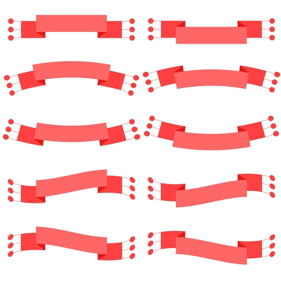 ensemble de 10 rubans de bannière isolés rouges plats. adapté à la conception. vecteur