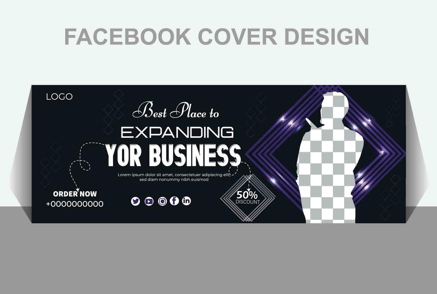 affaires Facebook couverture conception Contexte bleu vecteur