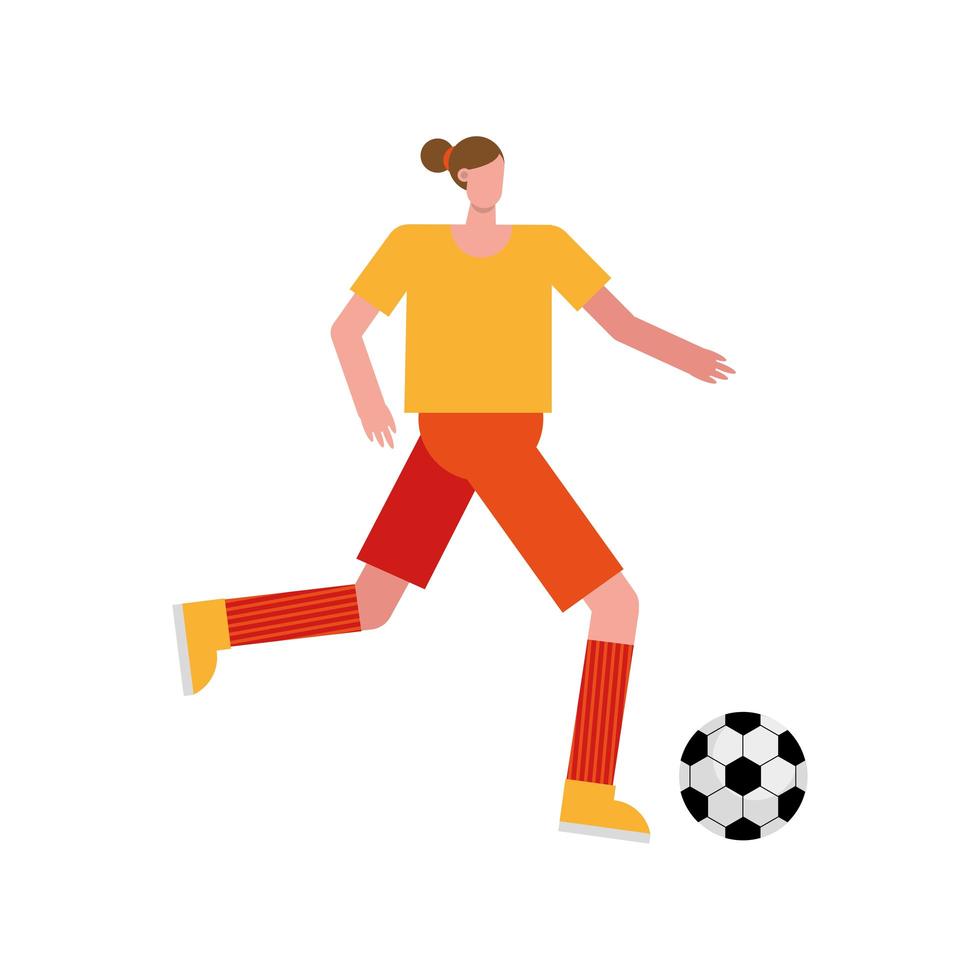 jeune femme, jouer, football, caractère vecteur