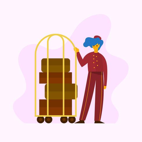 Illustration vectorielle de personnage Bellhop plat vecteur