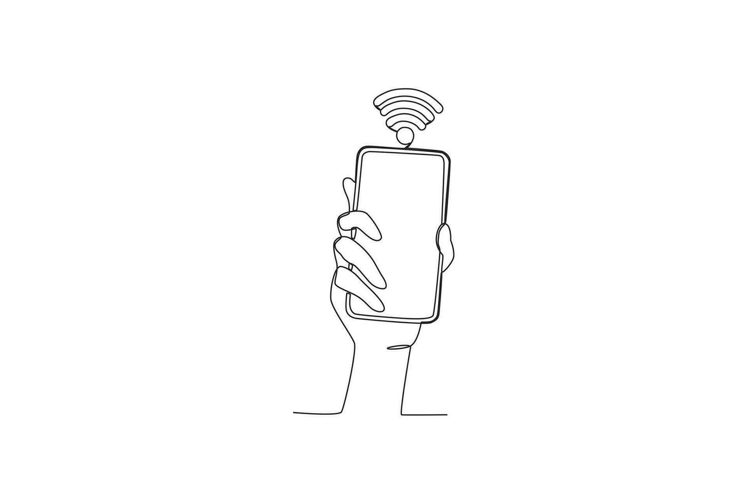 une main en portant une cellule téléphone avec Wifi vecteur