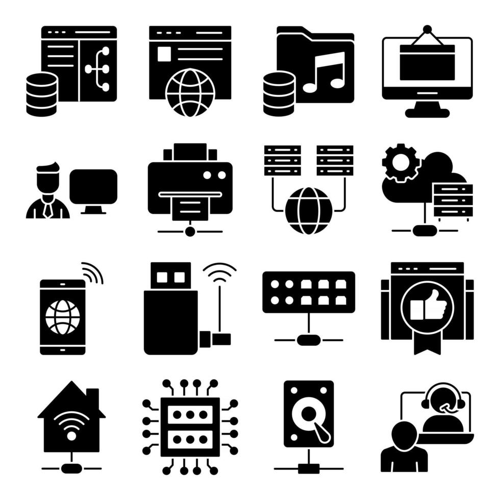 pack d'icônes de glyphes de maison intelligente vecteur