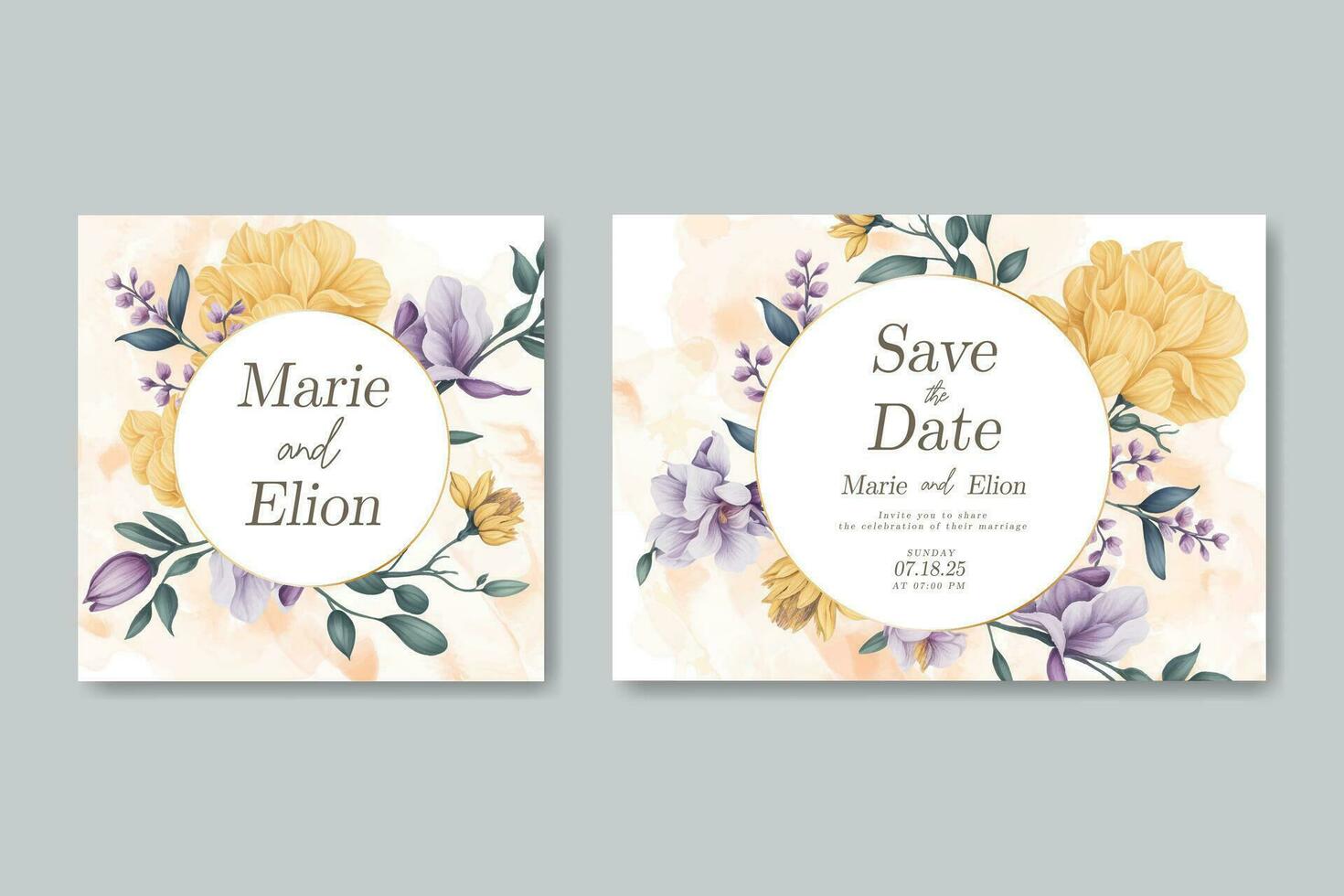 élégant aquarelle fleurs pour mariage invitation modèle paquet vecteur