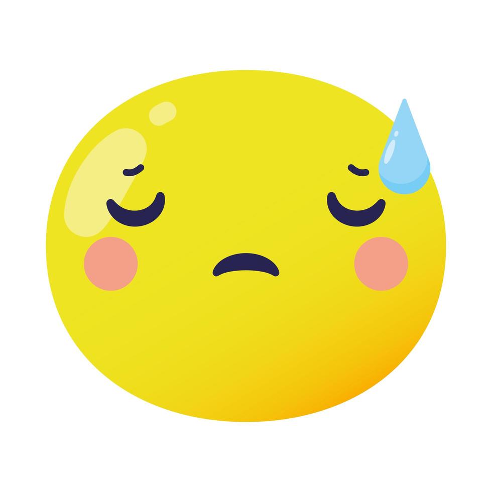 icône de style plat classique visage emoji triste vecteur
