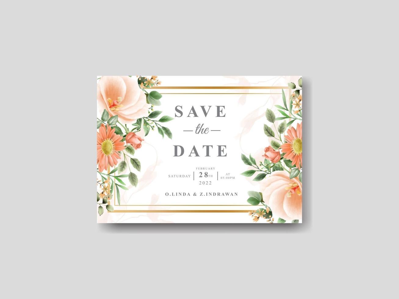 carte d'invitation de mariage floral romantique vecteur