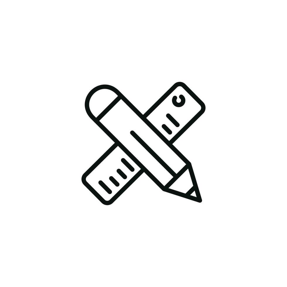 icône de ligne crayon et règle isolé sur fond blanc vecteur