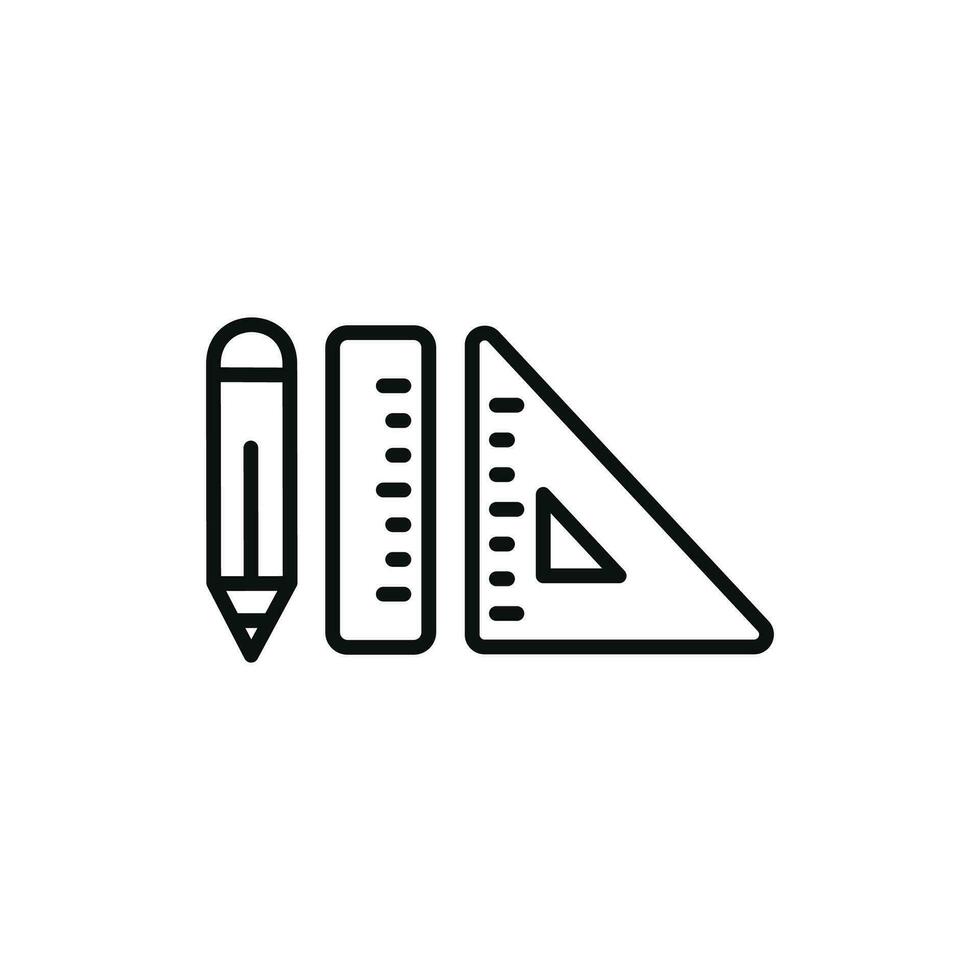 icône de ligne crayon et règle isolé sur fond blanc vecteur