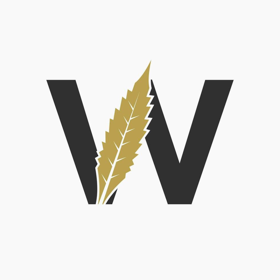 lettre w cannabis logo concept avec marijuana feuille icône vecteur