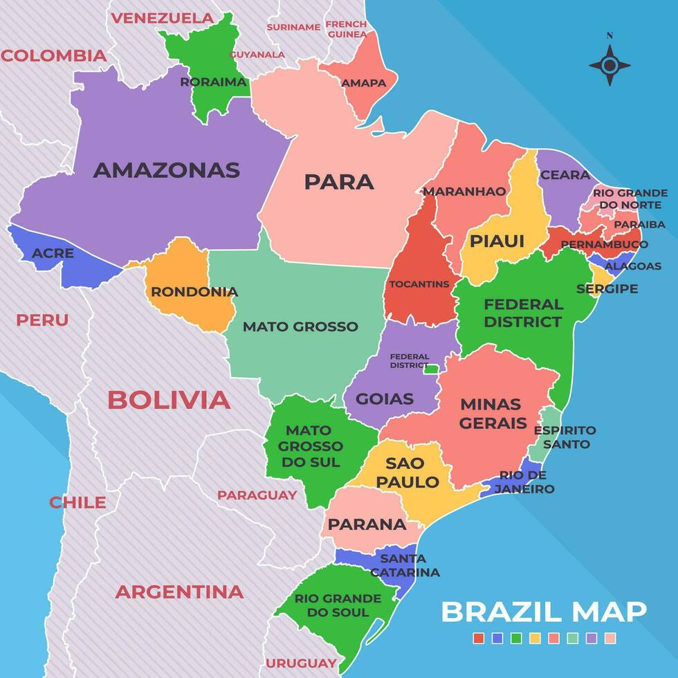 Brésil carte modèle vecteur