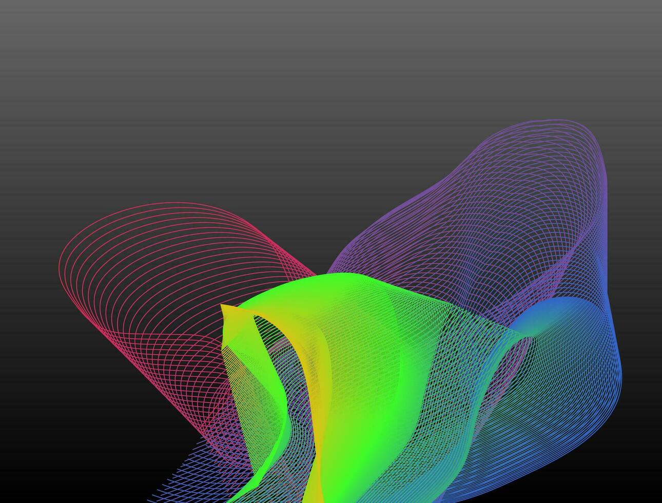 une coloré abstrait forme d'onde sur une noir Contexte vecteur