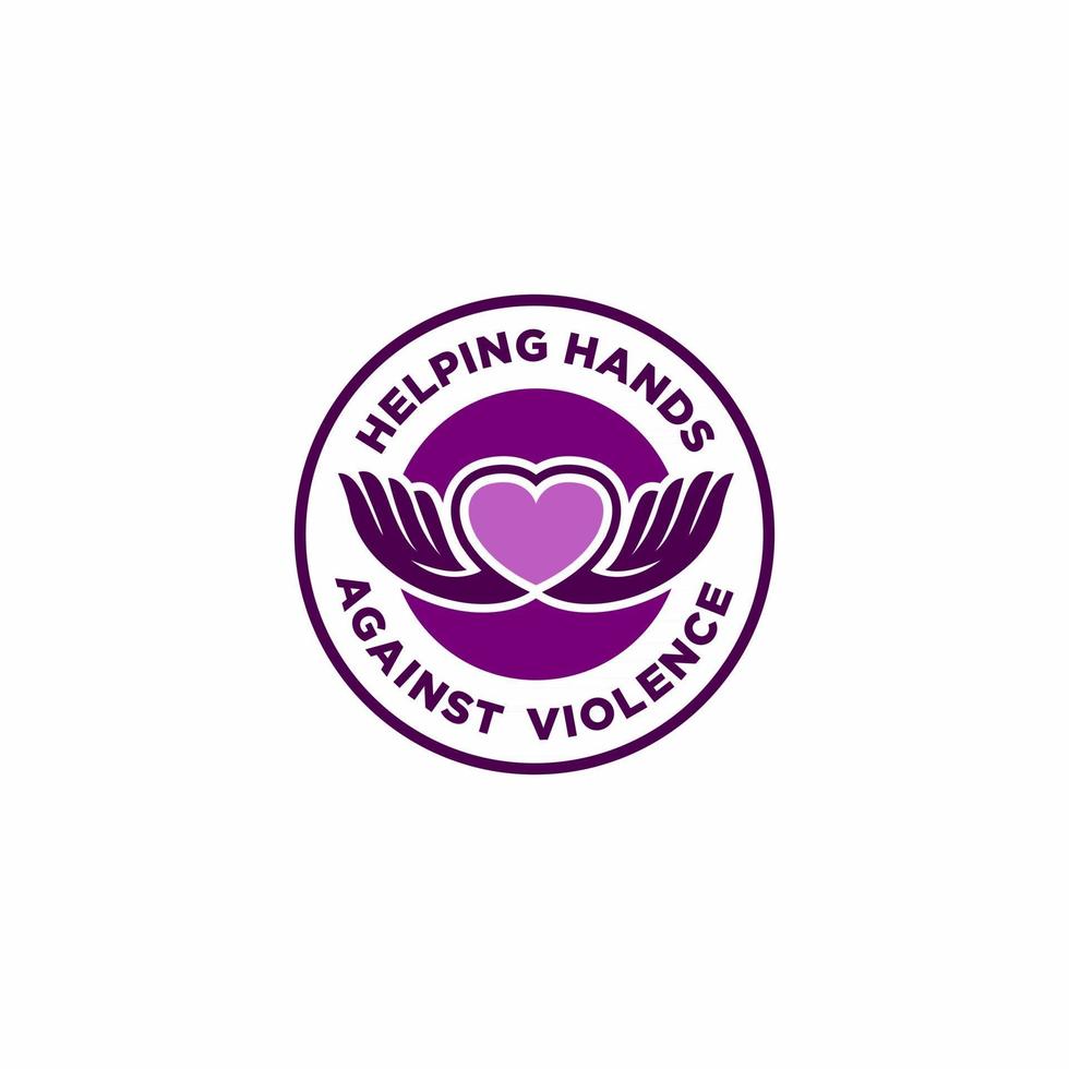 modèle moderne de logo de charité avec la main et l'amour pour l'humanité vecteur