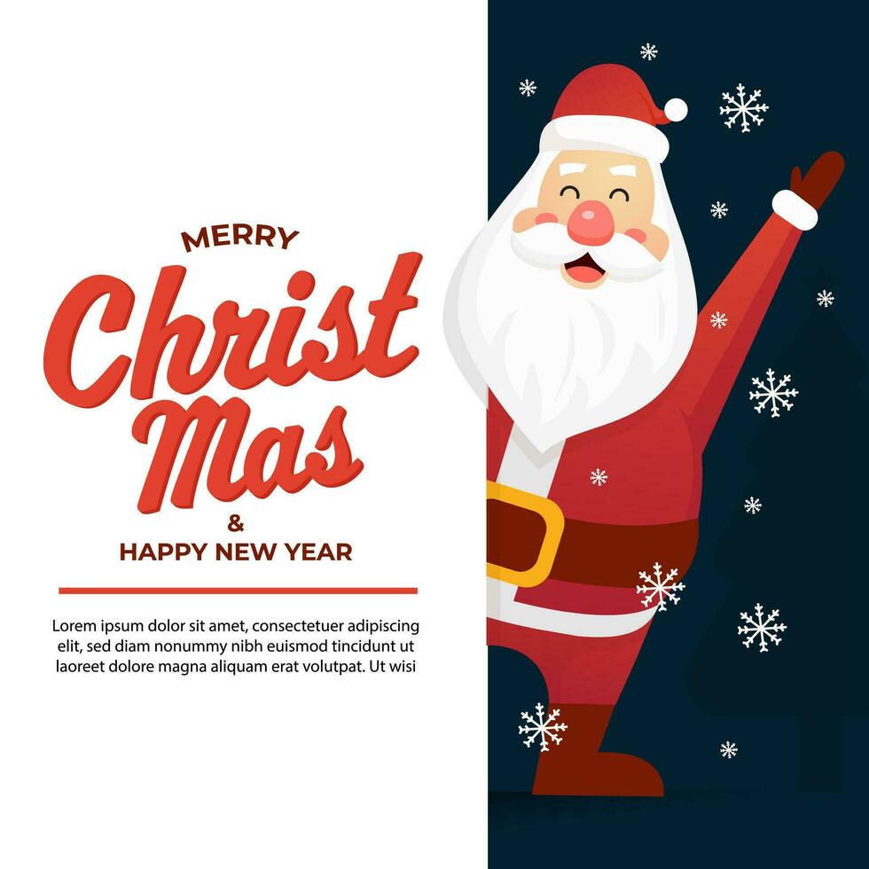 Père Noël claus avec joyeux Noël caractères conception. Créatif concept pour vacances salutation vecteur