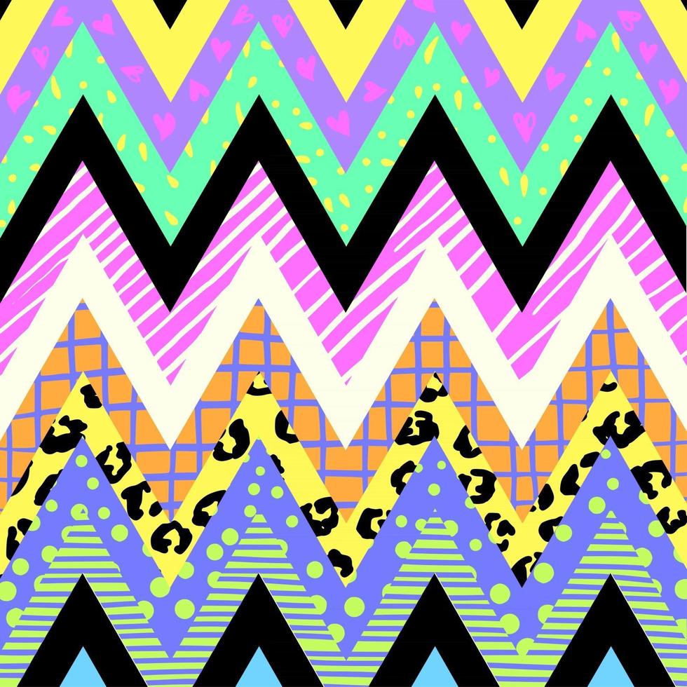 abstrait néon bonbons motif chevron doodle vecteur