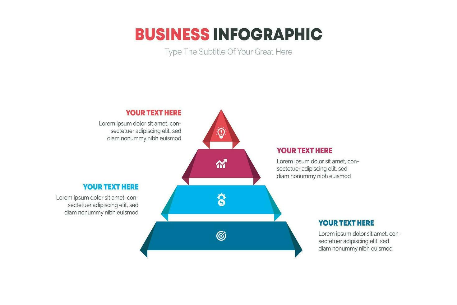 pyramide infographie modèle 4 processus vecteur