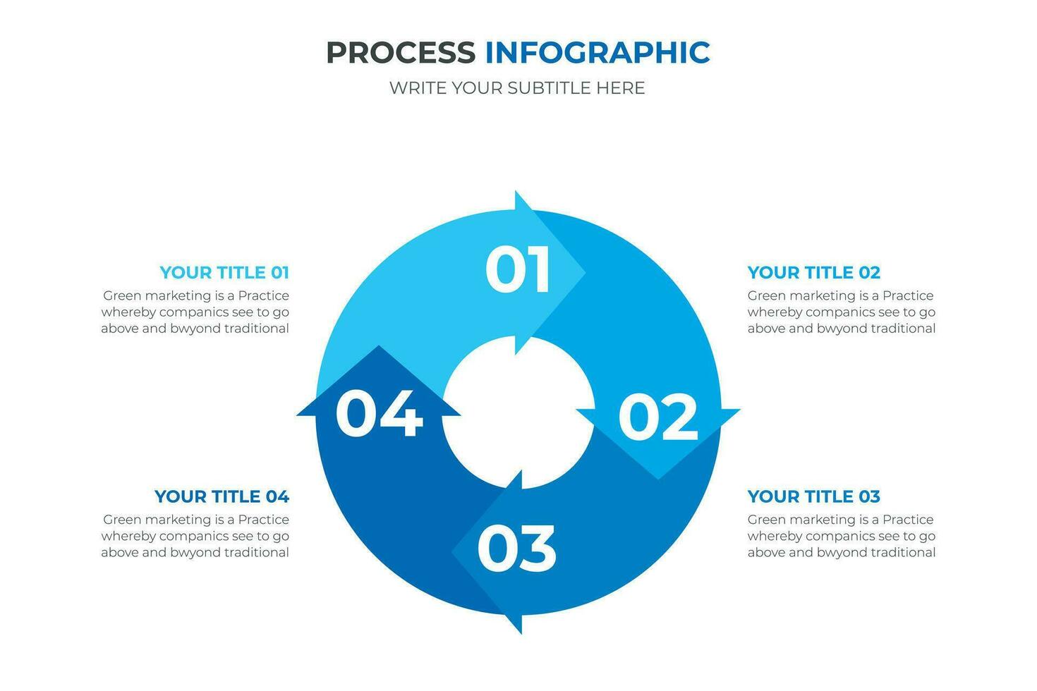 circulaire flèches pour infographies. graphique, graphique, diagramme avec 4 pas, choix, les pièces. vecteur affaires modèle.